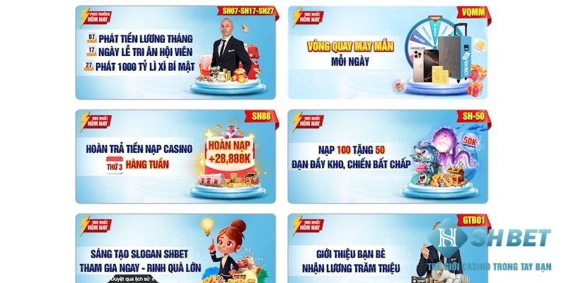 Nhiều hoạt động khuyến mãi khủng tại Shbet